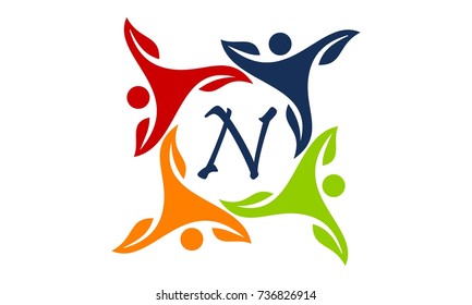 Leaf People Health Together Letter N