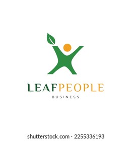 Leaf People Icon Logo Design Template