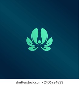 leaf and people icon logo design vector illustration