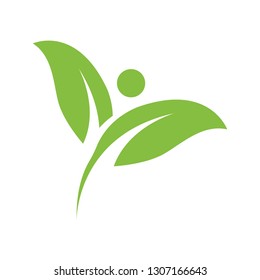 leaf with people logo concept