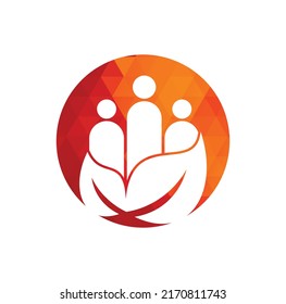 Leaf people logo design icon vector. Green community vector logo template.