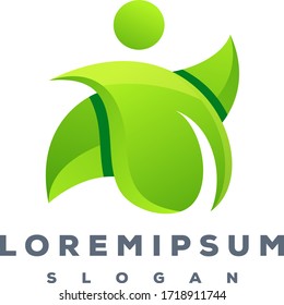 Leaf and people logo design ready to use