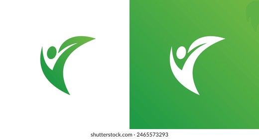 Leaf people logo icon Vector abstracto de la vida humana symbol naturaleza