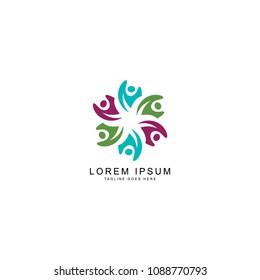 leaf people logo template