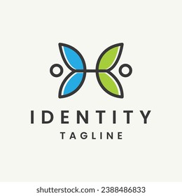 leaf people logo template design