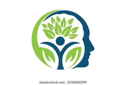 Leaf people logo template design human head icon