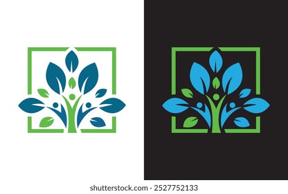 Leaf people logo template vector pro design