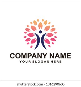 leaf people logo vector design