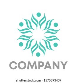 leaf people logo vector sign template design