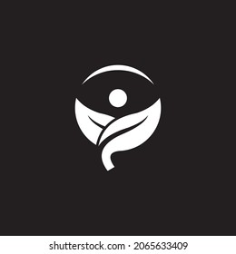 leaf and people silhouette logo design