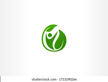 Leaf and people vector logo design concept. Environment symbol logo icon