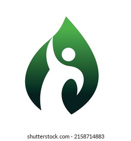 Leaf People Vector Logo Design Template