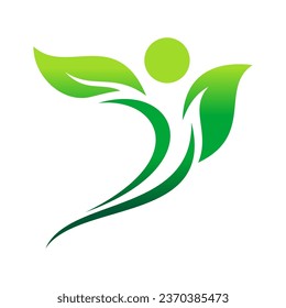 Leaf People Vector Logo Design Template