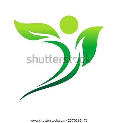 Leaf People Vector Logo Design Template