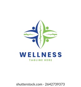 leaf people wellness logo design creative team work human shape 
