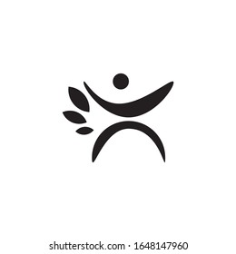 Leaf and person healthcare logo template vector icon design.