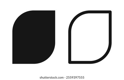 Leaf or petal shape and frame. Modern template in art deco style isolated on white background. Vector graphic illustration.