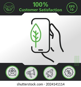 Leaf in phone vector icon graphic elements for your work - Modern design