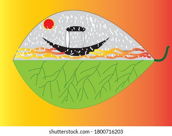 Leaf with picture and different color background