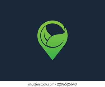 Leaf Pin Logo Concept icon sign symbol Element Design. Leaf, Organic, Herbal, Natural Products, Ecology, Nature Logotype. Vector illustration template
