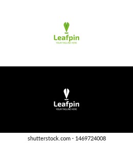 Leaf Pin Logo Design Template