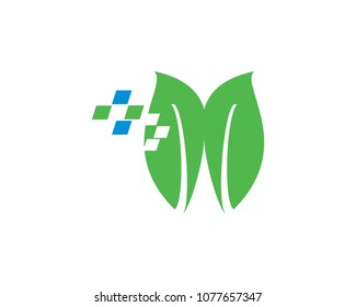 Leaf Pixel Icon Vector Logo Template Illustration Design
