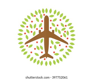 leaf plane airport flight airline airway image symbol icon