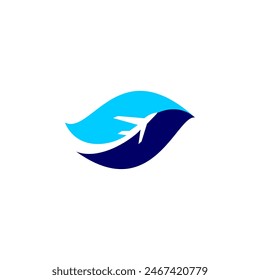 Leaf plane nature jet logo vector icon