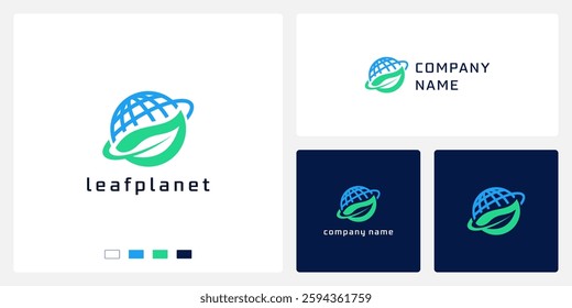 Leaf planet logo design template