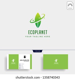 leaf planet nature simple logo template vector illustration icon element