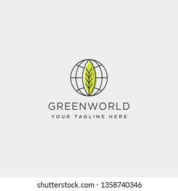 leaf planet nature simple logo template vector illustration icon element