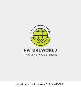 leaf planet nature simple logo template vector illustration icon element