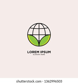 leaf planet nature simple logo template vector illustration icon element - Vector