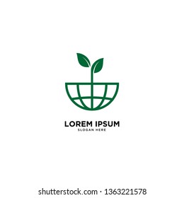 leaf planet nature simple logo template vector illustration icon element - Vector