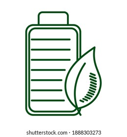 leaf plant with battery ecology line icon vector illustration design
