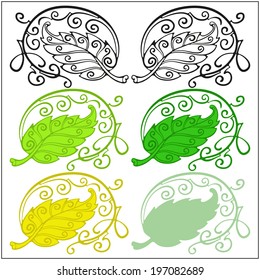 Leaf of a plant Decorative picture element, svirling.Vector illustration.