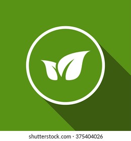 leaf, plant flat icon with long shadow. vector illustration