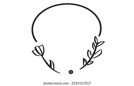 leaf plant floral blossom freshness drawing write black color circle round freshness frame design wedding romantic banner organic pattern freshness branch graphic ecology beautiful template plant twig