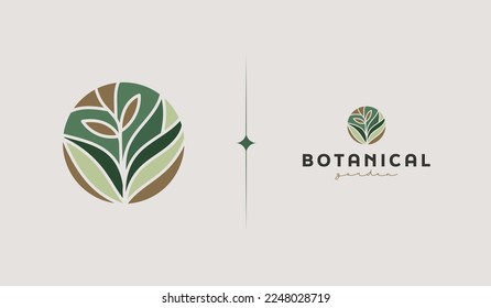 Leaf Plant Flower Monoline Logo. Universal creative premium symbol. Vector sign icon logo template. Vector illustration