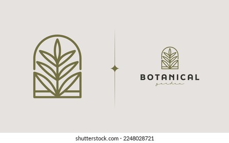 Logo von Leaf Plant Flower Monoline. Universal Creative Premium Symbol. Symbol für Vektorzeichen-Symbol-Logo-Vorlage. Vektorgrafik