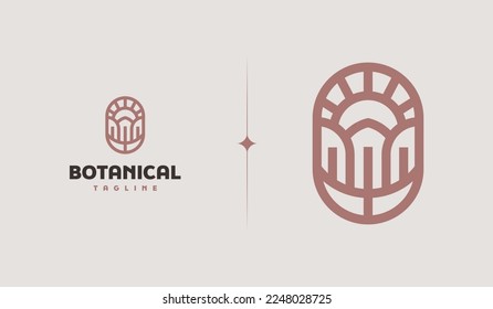 Logo von Leaf Plant Flower Monoline. Universal Creative Premium Symbol. Symbol für Vektorzeichen-Symbol-Logo-Vorlage. Vektorgrafik