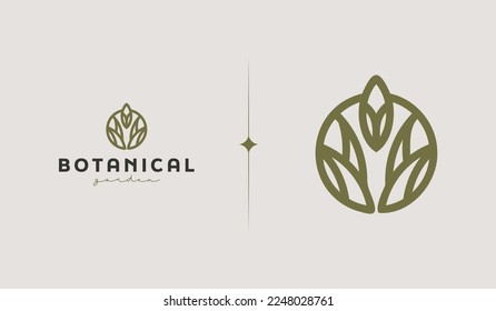 Leaf Plant Flower Monoline Logo. Universal creative premium symbol. Vector sign icon logo template. Vector illustration