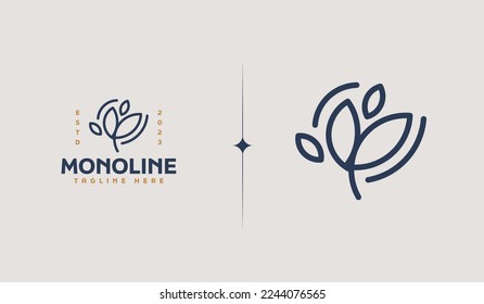 Leaf-Pflanzenblume Monoline. Universal Creative Premium Symbol. Symbol für Vektorzeichen-Symbol-Logo-Vorlage. Vektorgrafik