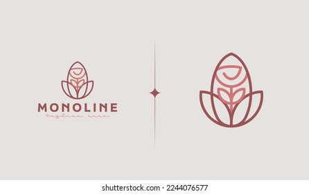 Leaf-Pflanzenblume Monoline. Universal Creative Premium Symbol. Symbol für Vektorzeichen-Symbol-Logo-Vorlage. Vektorgrafik