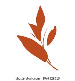 The leaf of a plant, flower or tree is orange. Vector illustration on an isolated white background.
