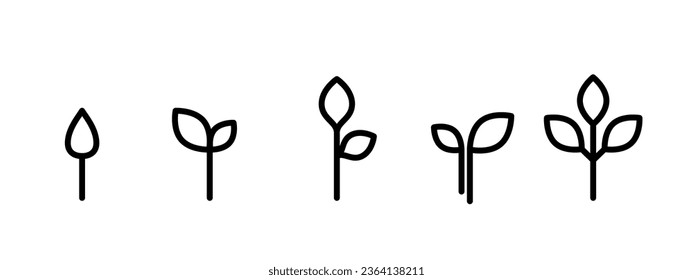 Leaf plant growth icon set illustration