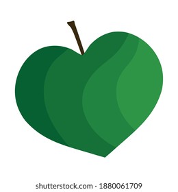 leaf plant with heart shape flat style icon vector illustration design