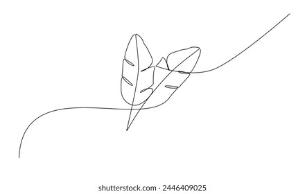 leaf of plant one line drawing. Vector illustration in continuous line style template