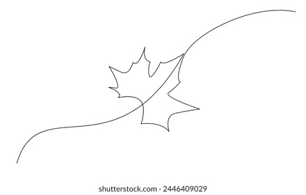 leaf of plant one line drawing. Vector illustration in continuous line style template