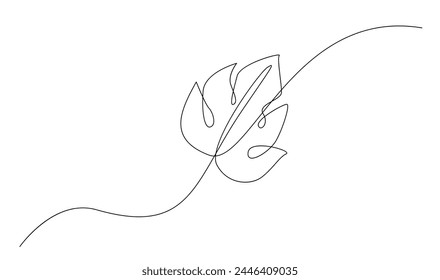 leaf of plant one line drawing. Vector illustration in continuous line style template